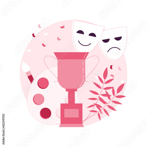 Cultural prize abstract concept vector illustration. Literary prize, academic culture award, nobel laureate, life science, winner signs book, hold trophy, art festival abstract metaphor.