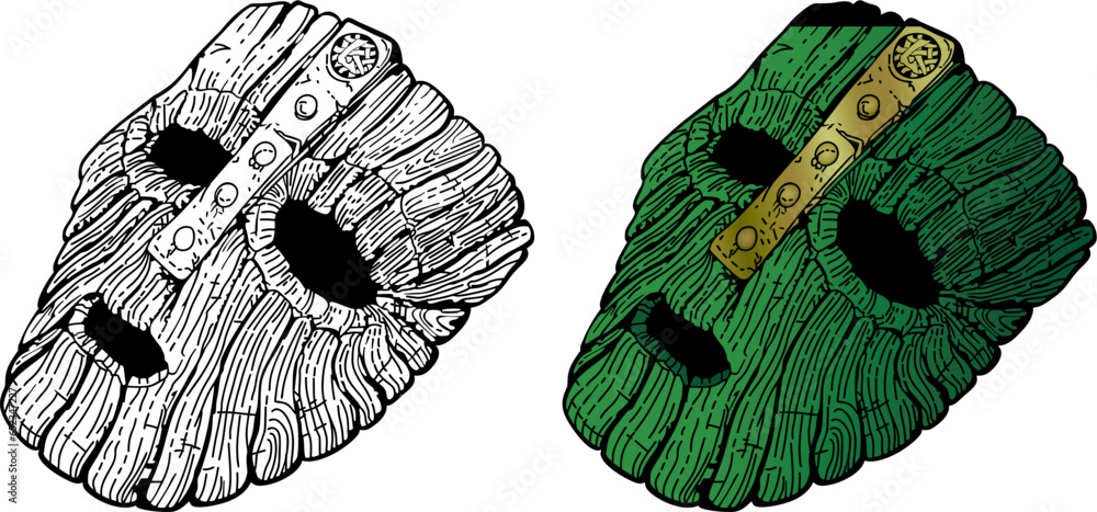 Fototapeta premium wooden mask of the Scandinavian god of mischief Loki