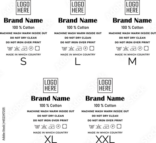 Set of t-shirt size neck label vector
