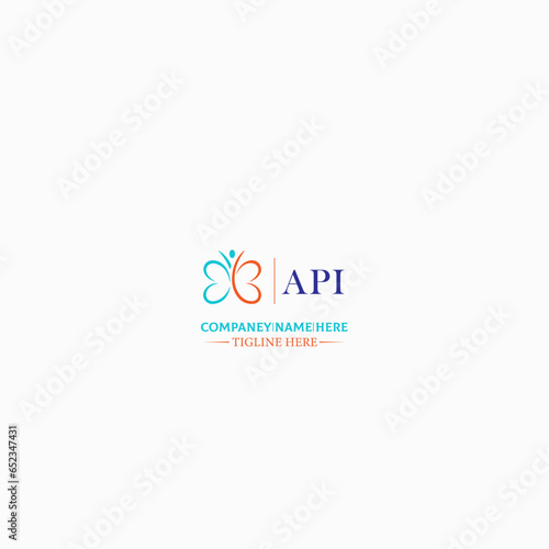 API letter logo design . API polygon, circle, triangle, hexagon, flat and simple style with black and white color variation letter logo set in one artboard. API