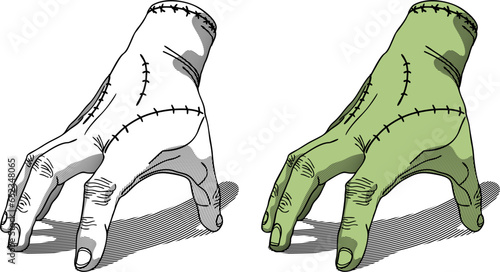 zombie human hand standing on fingers photo