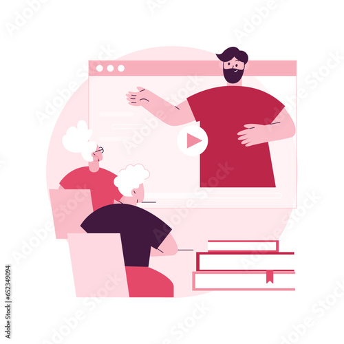 Online learning for seniors abstract concept vector illustration. Online courses for seniors, additional education, free online program, learning community, online quizz abstract metaphor.