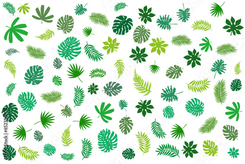 Le doodle de feuille de jungle verte façonne un motif sans couture. Design de fond de feuilles tropicales colorées à la mode. Papier peint décoration végétale Monstera, nature enfantine