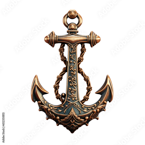 Ship's bronze anchor. Isolated on transparent background.