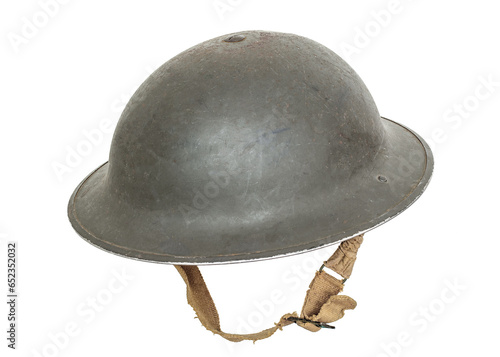 Fotografie World war era brodie helmet isolated on white