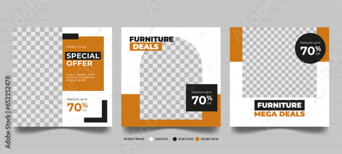 Furniture sale social media feed or post cover design, web banner for furniture product promotion, sale banner template