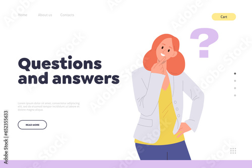 Question and answers landing page online survey, questionnaire or faq service, customer support
