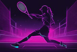   Smashing Neon Punk Modern Tennis Player Design - Woman or Girls Tournament, created with Generative AI technology 