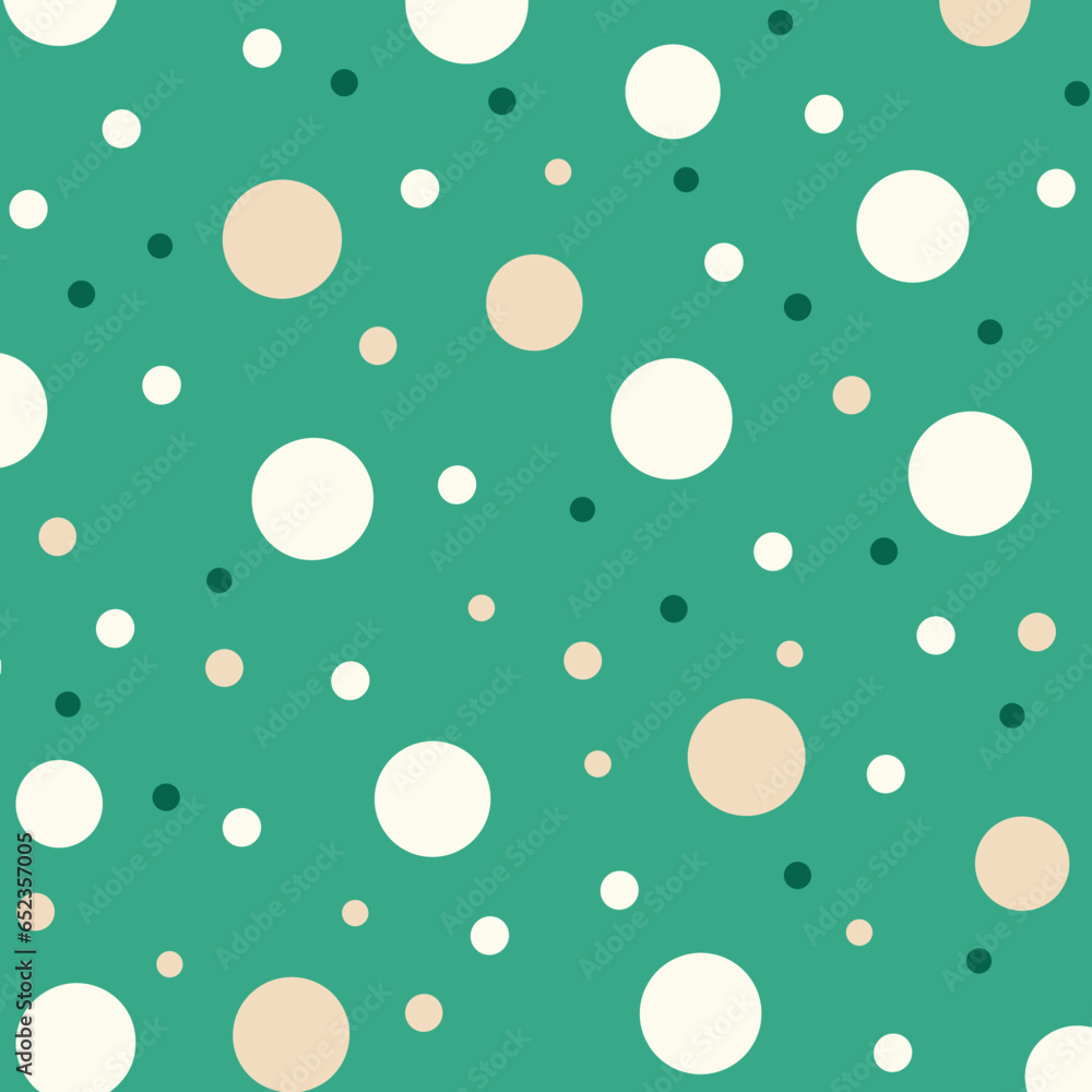 Green polka dots pattern, background, hand-drawn cartoon flat art Illustrations in minimalist vector style