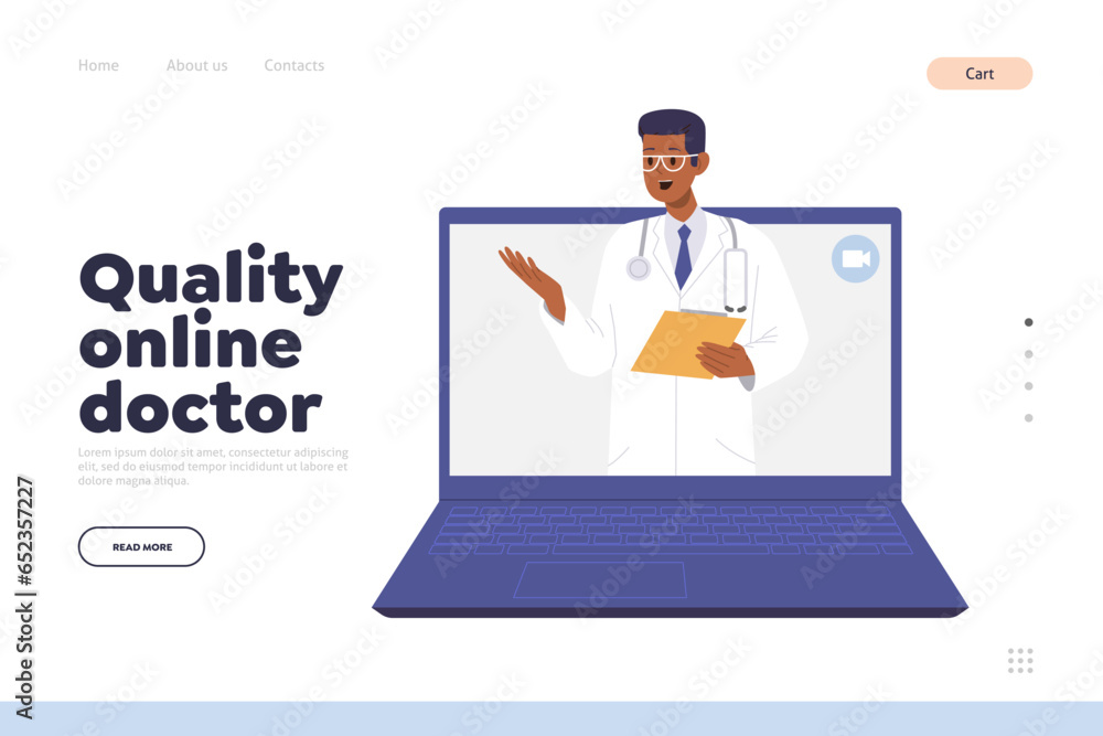 Quality online doctor landing page design template service for fast medical diagnosis and healthcare
