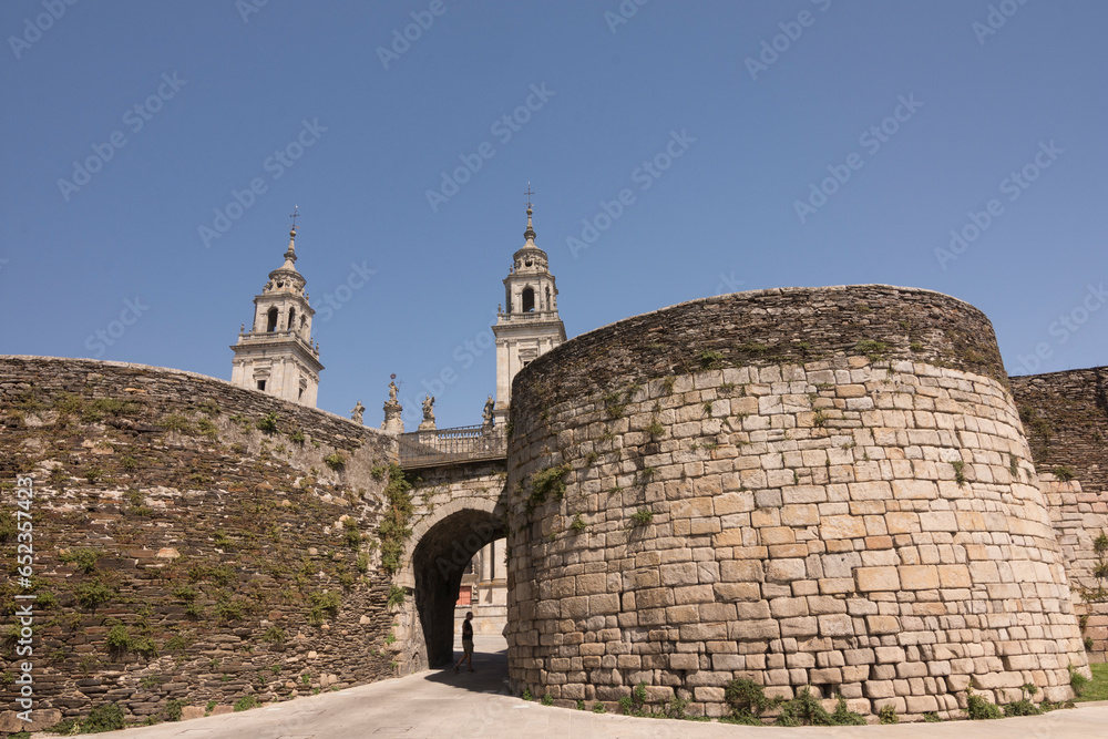 Gate in the roman walls of lugo that gives access to the cathedral square in Galicia 