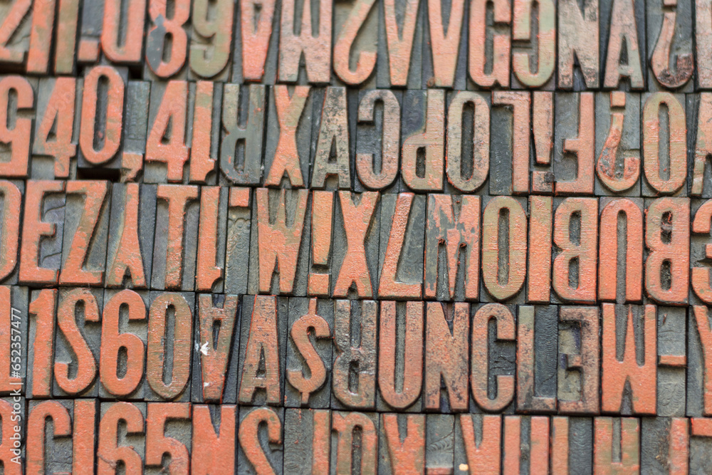 background with printing letters for ink typography background with printing letters for ink typography
