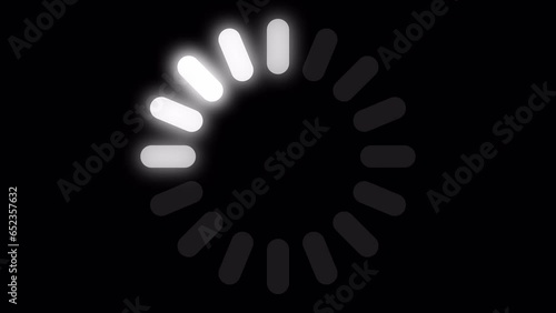 Loading Circle Video with Glow. Loading Animation on Transparent Background. Download Progress, Preloader Animation Web Design Template. Seamless Loop Animation 4K with Alpha Channel