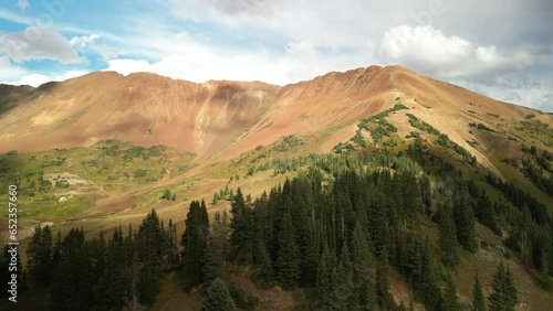 Aerial of red colored Mount Baldy in Crested Butte Colorado at sunset photo