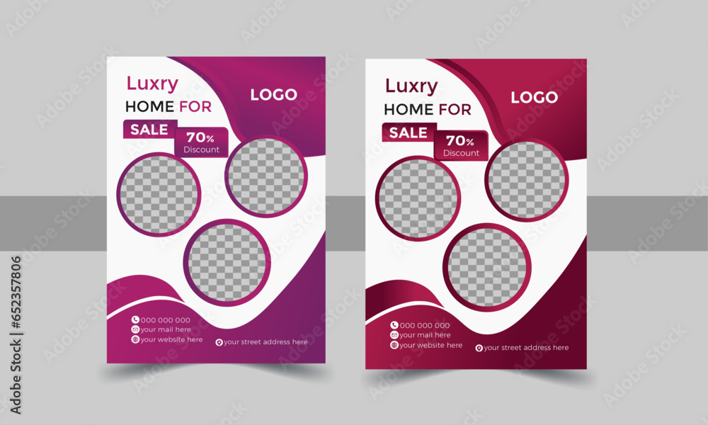 Modern real estate flyer design template with 2 color. Modern real estate flyer design template with 2 color.
