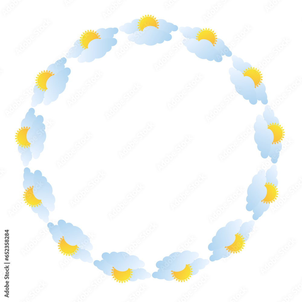 Obraz premium cloud and sun art drawn round frame