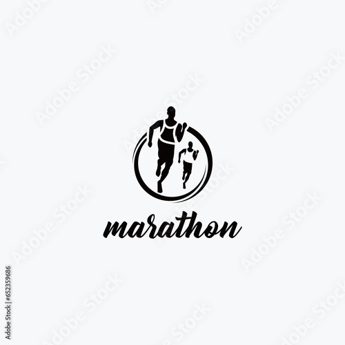 Runner marathon vector logo. Brand's logo in the form of a runner