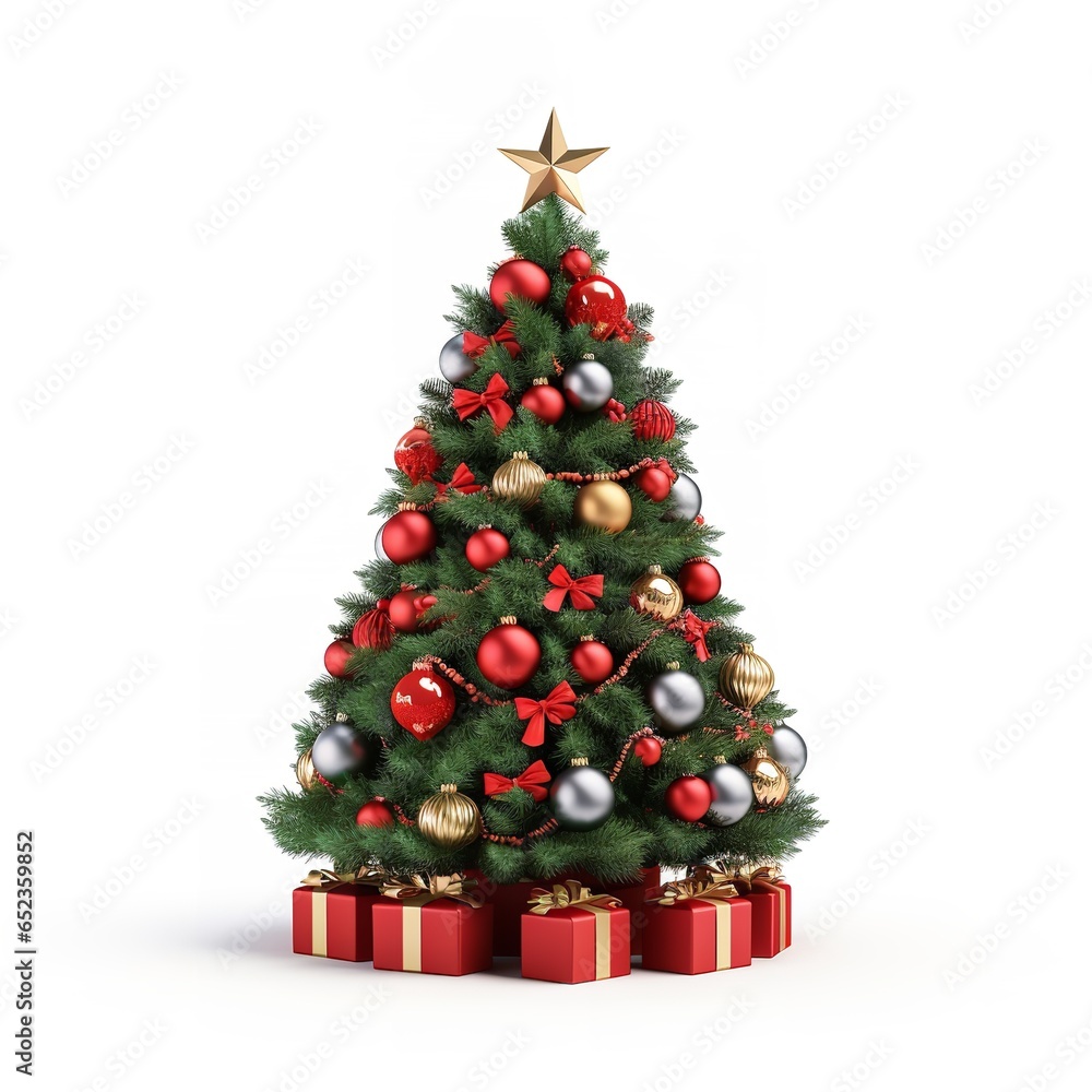 Christmas tree with a white background. Generative Ai.