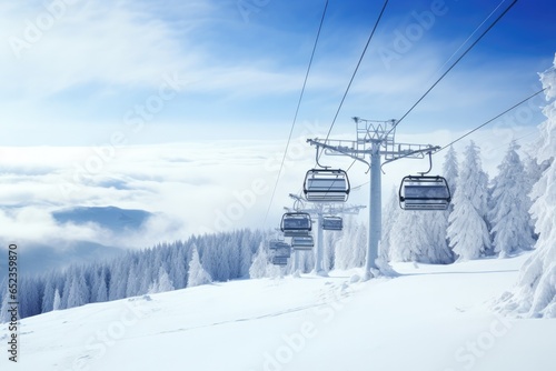 Chair lift in Snowy Winter Landscape photo