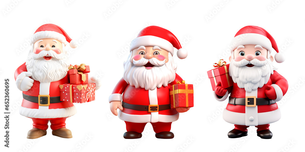 Santa claus with gifts on white background 