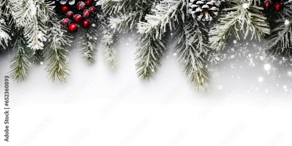 Christmas tree with snow background 