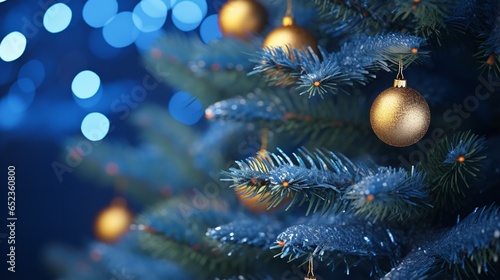 Close-up pictures of Christmas trees  Christmas decoration  Generative AI.