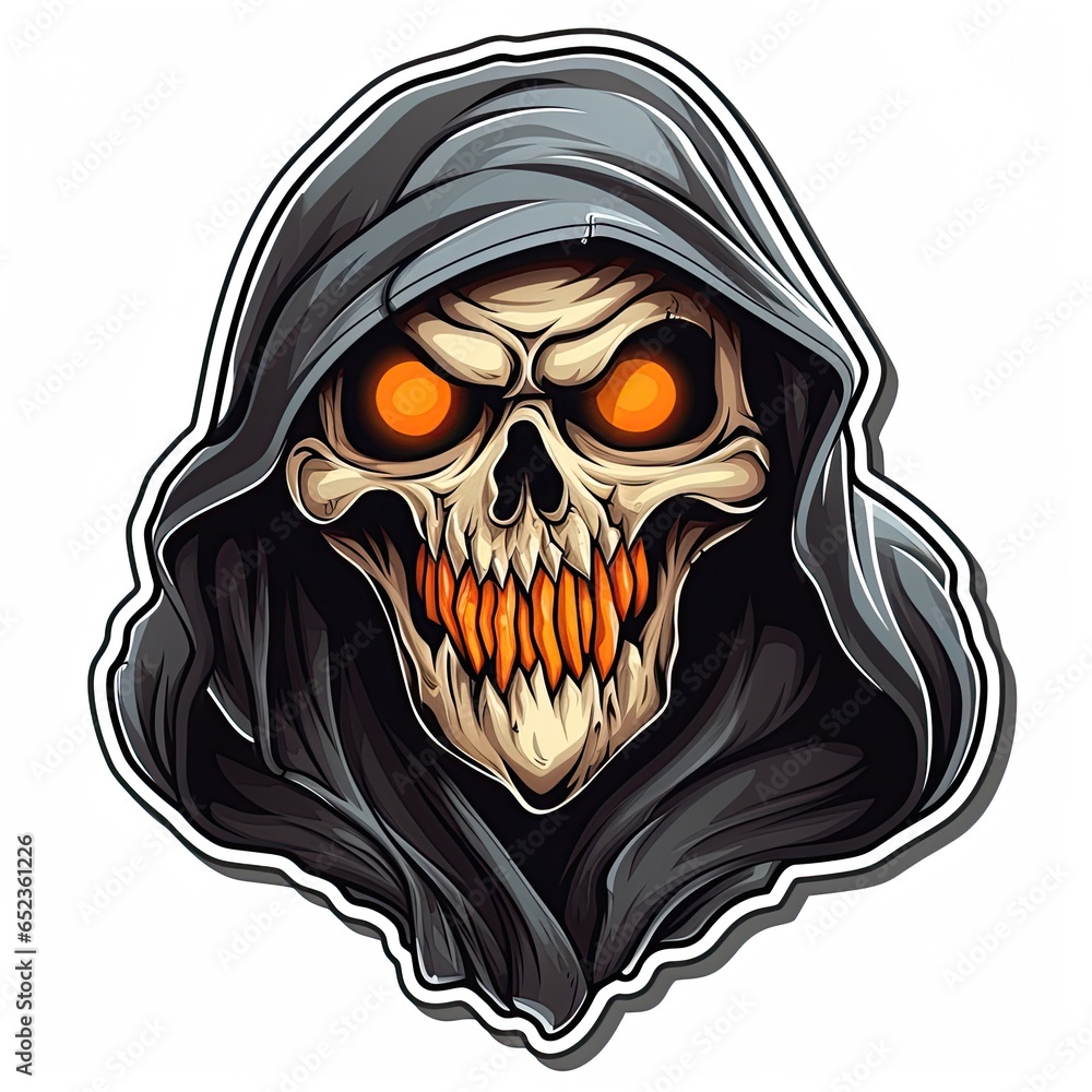Grim Reaper sticker design isolated on white background. Ai Generative illustration Grim Reaper sticker design isolated on white background. Ai Generative illustration