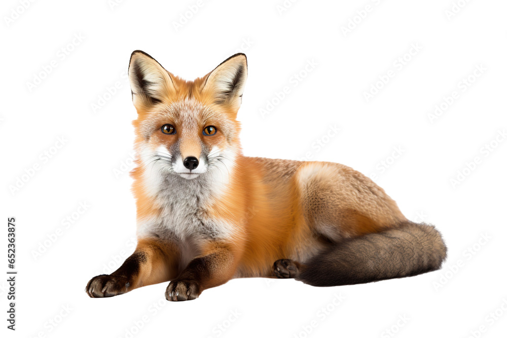 a beautiful fox on a white background studio shot