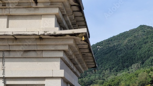 Various views of the stone pagoda at Mireuksaji Temple, Iksan-si, Jeollabuk-do, South Korea photo