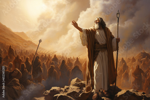 Murais de parede Generative AI picture of Jesus Christ preaching on the mountain teaching discipl