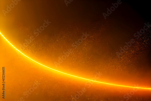 Abstract golden background with curved glowing line and particles