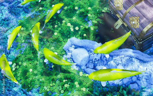 Koi or fancy koi swim in a ...