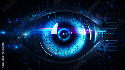 Futuristic eye scan. Technology background concept. Generative AI.