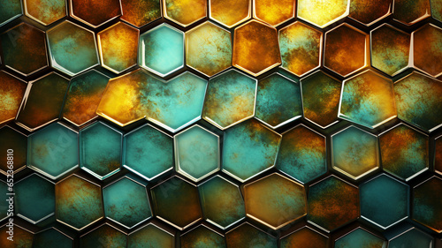 Abstract luxury hexagon background with copyspace. Generative AI.