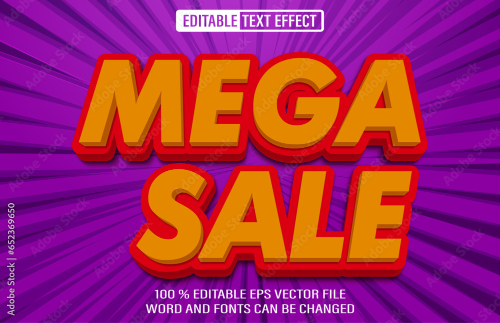 Mega Sale editable text effect 3d style template