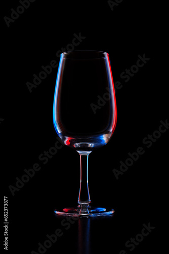 Neon Silhouette of empty wine glass