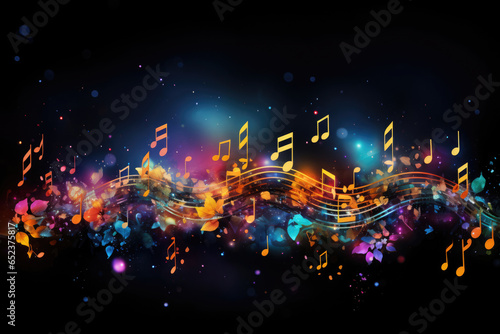 Abstract musical background made of colored notes