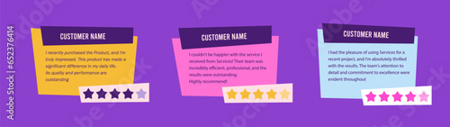 Customer feedback review or testimonial social media post template, Quote, Infographic Template, Label, Editable text. Vector Illustration