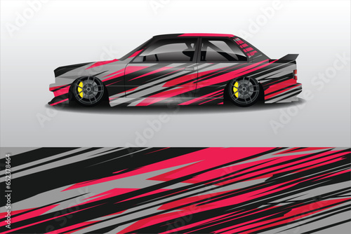 Car wrap design vector.Graphic abstract stripe racing background designs for vehicle, rally, race, adventure and car