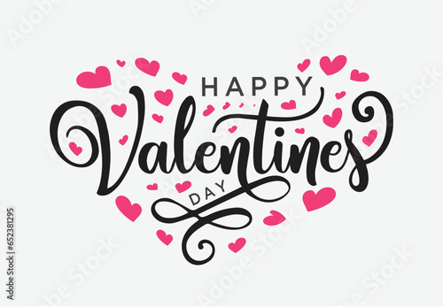 Happy Valentines Day typography poster with handwritten calligraphy text  isolated on white background. Vector Illustration