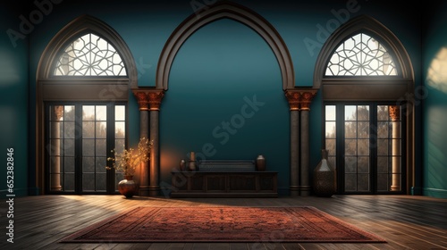 Frame mock up inDining RoomMoroccan in Blue Color, Mockups Design 3D, HD photo