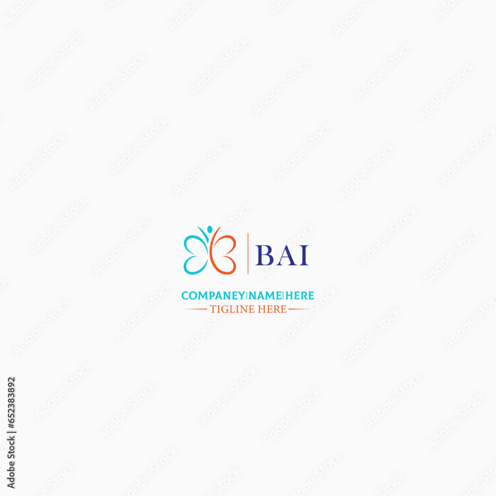 BAI letter logo design in six style. BAI polygon, circle, triangle, hexagon, flat and simple style with black and white color variation letter logo set in one artboard. BAI