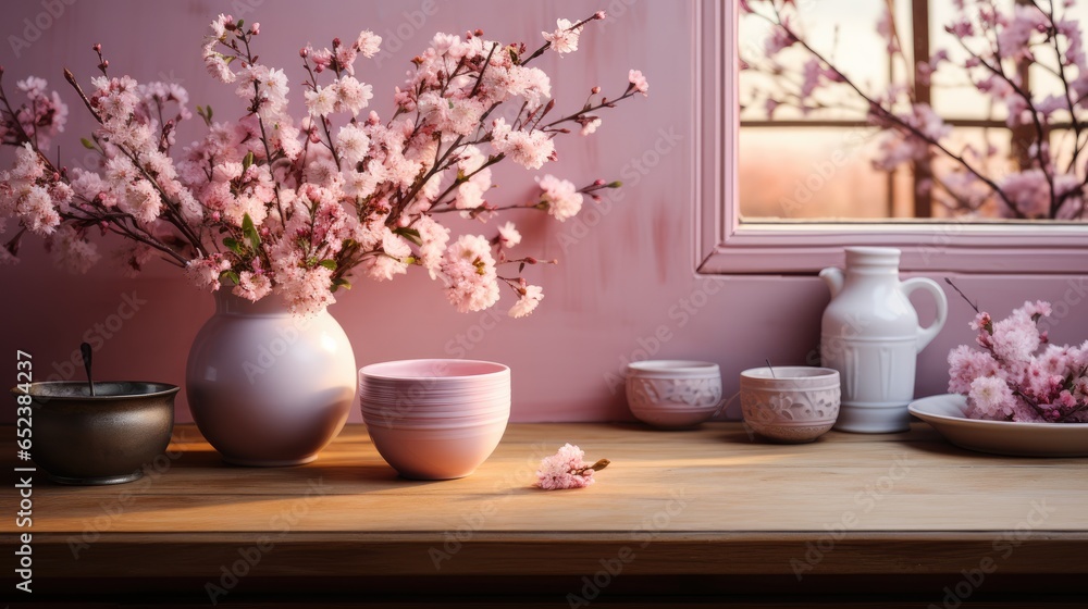 Frame mock up inKitchenTraditional Style in Pink , Mockups Design 3D, HD