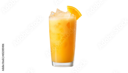 orange juice in glass isolated on transparent background cutout