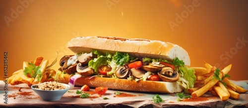 Sandwich with fries and sal...