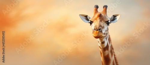 Giraffes are African mammals the tallest terrestrial animals and largest ruminants isolated pastel background Copy space photo