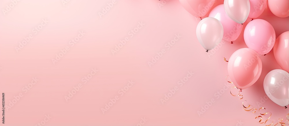 Birthday celebration background rendered in 3D on a pink hue isolated pastel background Copy space