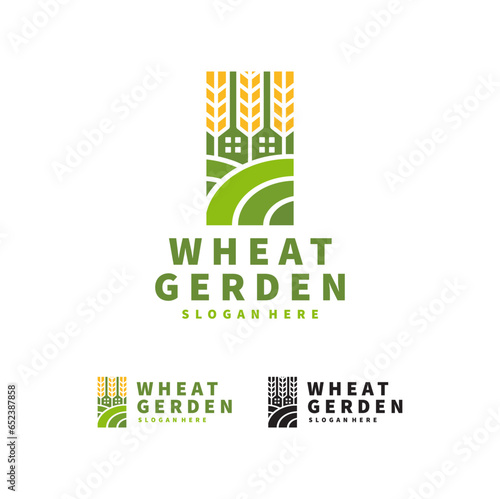 Modern Wheat and Garden Logo  Vector Design Template Isolated Simple