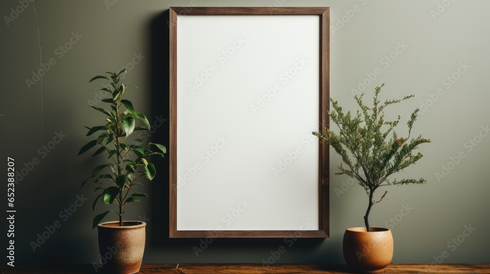 Mock up poster frame close up on wall Bedroom Vintage , Mockups Design 3D, HD