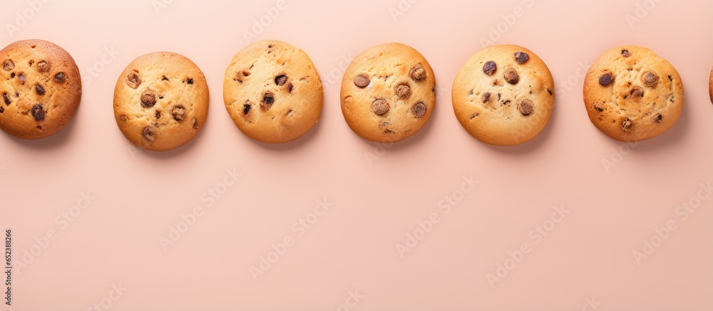 Cookies on isolated pastel background Copy space Cookies on isolated pastel background Copy space